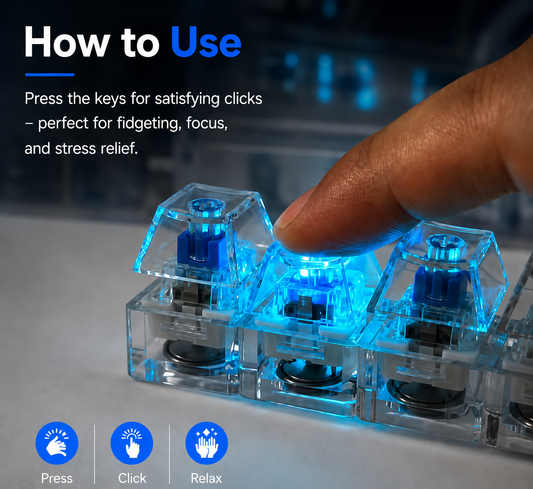 Fidget Toy Keyboard | Mechanical Keychain Clicky Switch 4 Keys